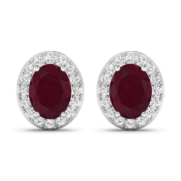 14KT White Gold 3ctw Ruby and Diamond Earrings
