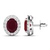 Image 4 : 14KT White Gold 3ctw Ruby and Diamond Earrings