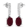 Image 2 : 14KT White Gold 1.7ctw Ruby and Diamond Earrings