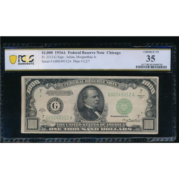 1934A $1000 Chicago FRN PCGS 35
