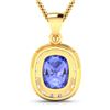 Image 3 : 14KT Yellow Gold 3.1ctw Tanzanite and Diamond Pendant