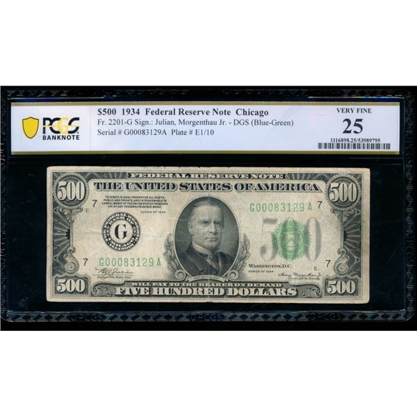 1934 $500 Chicago FRN PCGS 25