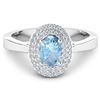 14KT White Gold 0.70ct Aquamarine and Diamond Ring