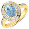 Image 1 : 14KT Yellow Gold 1.28ctw Aquamarine and Diamond Ring