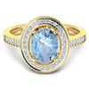 Image 2 : 14KT Yellow Gold 1.28ctw Aquamarine and Diamond Ring