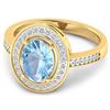 Image 3 : 14KT Yellow Gold 1.28ctw Aquamarine and Diamond Ring
