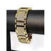 Image 3 : Huge 90 Gram 14 Kt Gold Plate Italian God Father Simulated Diamond Link Bracelet