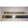 Image 8 : Huge 90 Gram 14 Kt Gold Plate Italian God Father Simulated Diamond Link Bracelet