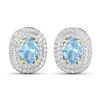 Image 2 : 14KT Yellow Gold 1.02ctw Aquamarine and Diamond Earrings