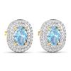 Image 3 : 14KT Yellow Gold 1.02ctw Aquamarine and Diamond Earrings