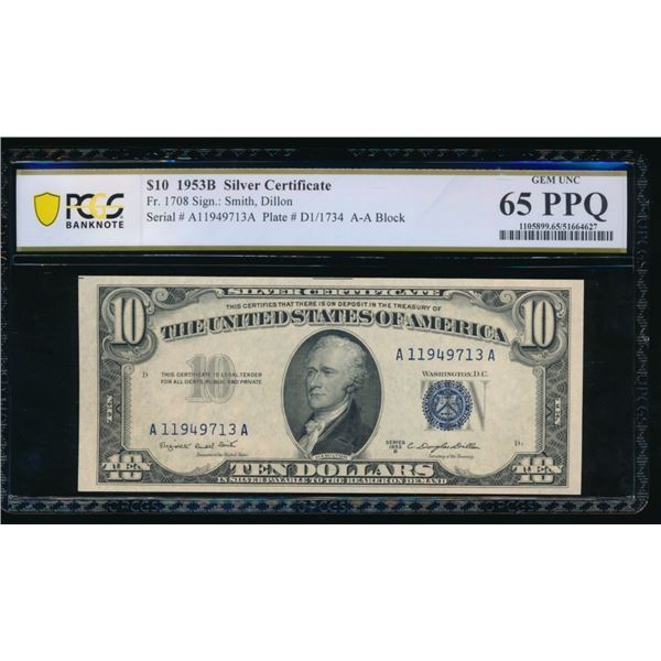 1953B Silver Certificate PCGS 65PPQ