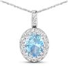 14KT White Gold 1.9ctw Aquamarine and Diamond Pendant