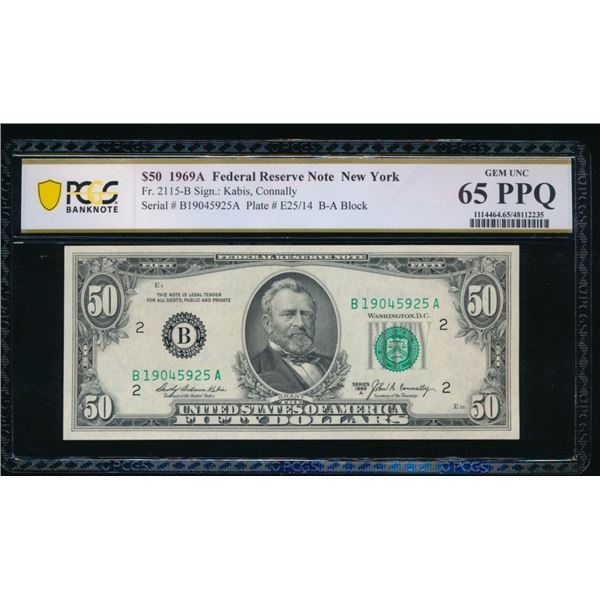 1969A $50 New York FRN PCGS 65PPQ
