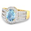 Image 2 : 14KT Yellow Gold 1.28ctw Aquamarine and Diamond Ring