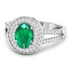 Image 2 : 14KT White Gold 1ctw Zambian Emerald and Diamond Ring