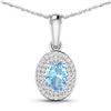Image 1 : 14KT White Gold 0.51ctw Aquamarine and Diamond Pendant