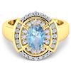 Image 2 : 14KT Yellow Gold 0.96ct Aquamarine and Diamond Ring
