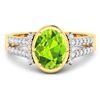 Image 3 : 14KT Yellow Gold 1.6ctw Peridot and Diamond Ring