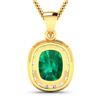 Image 3 : 14KT Yellow Gold 2.5ctw Zambian Emerald and Diamond Pendant