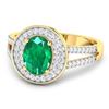 Image 2 : 14KT Yellow Gold 1ctw Zambian Emerald and Diamond Ring