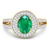 Image 3 : 14KT Yellow Gold 1ctw Zambian Emerald and Diamond Ring