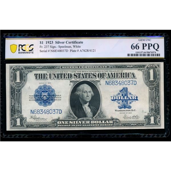 1923 $1 Silver Certificate PCGS 66PPQ
