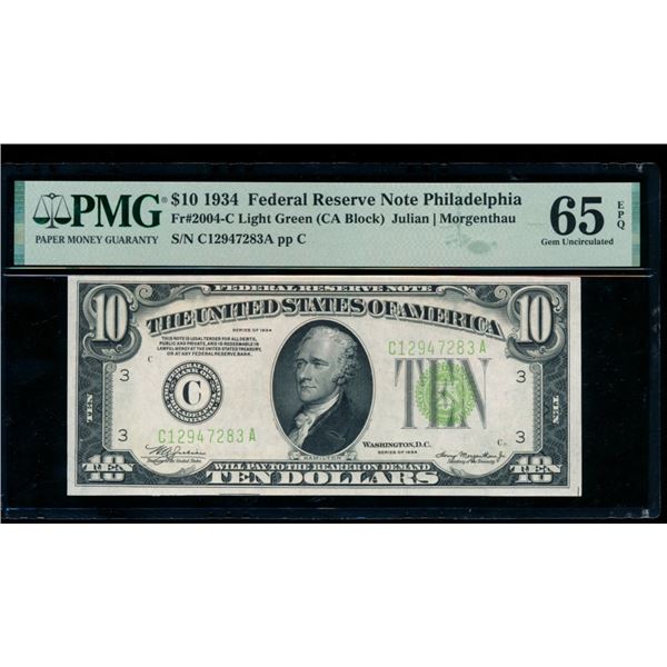 1934 $10 Philadelphia FRN PMG 65EPQ