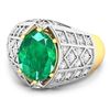 Image 2 : 14KT Yellow Gold 2.03ctw Zambian Emerald and Diamond Ring