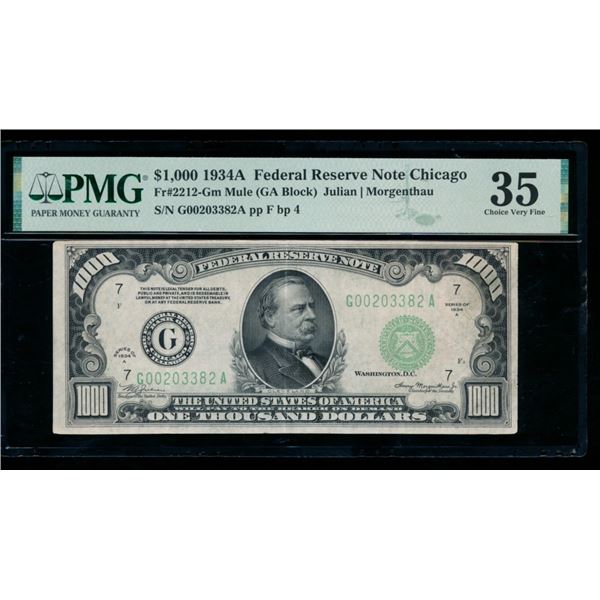 1934A $1000 Chicago FRN PMG 35