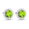 Image 3 : 14KT White Gold 1.72ctw Peridot Topaz and Diamond Earrings