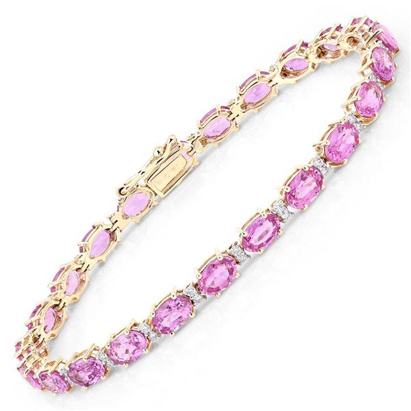 14KT Yellow Gold 14.33ctw Pink Sapphire and Diamond Bracelet