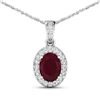 Image 1 : 14KT White Gold 1.50ct Ruby and Diamond Pendant with Chain