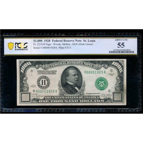 1928 $1000 St Louis FRN PCGS 55