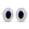 Image 2 : 14KT Yellow Gold 1.16ctw Blue Sapphire and Diamond Earrings