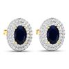 Image 3 : 14KT Yellow Gold 1.16ctw Blue Sapphire and Diamond Earrings