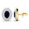 Image 4 : 14KT Yellow Gold 1.16ctw Blue Sapphire and Diamond Earrings
