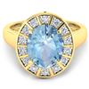 Image 2 : 14KT Yellow Gold 2.9ct Aquamarine and Diamond Ring