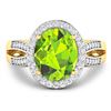 Image 3 : 14KT Yellow Gold 3.85ctw Peridot and Diamond Ring