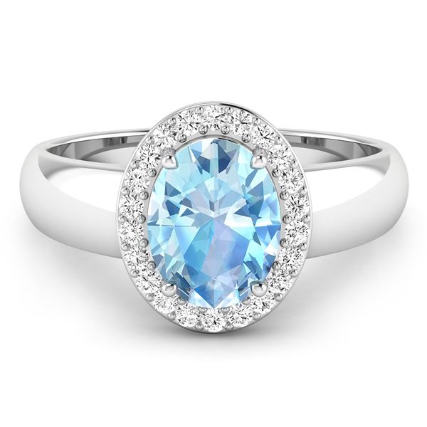 14KT White Gold 1.28ct Aquamarine and Diamond Ring
