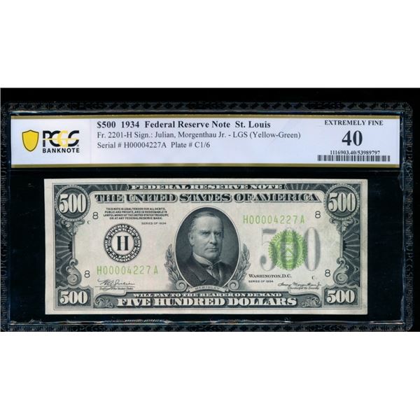 1934 $500 St Louis FRN PCGS 40