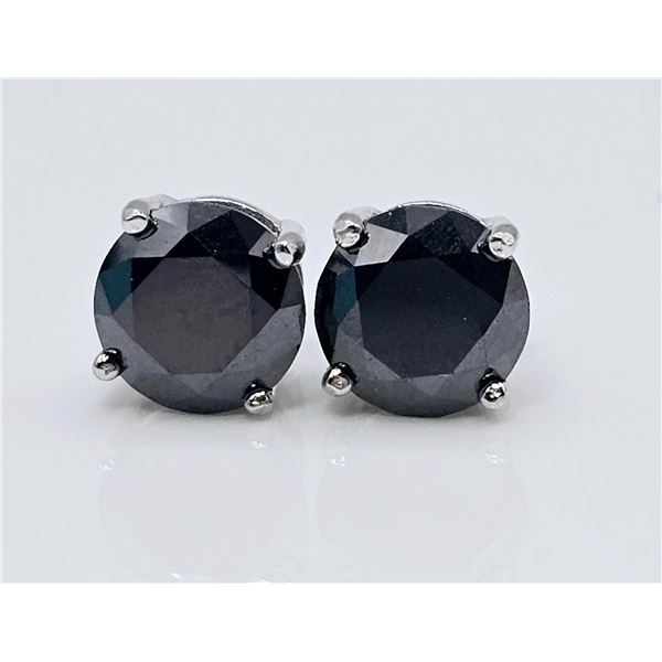 Gorgeous 4 Ctw Black Lab Simulated Diamond Earrings