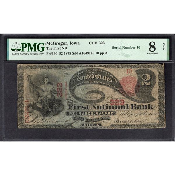 1875 $2 Lazy Deuce McGregor IA National PMG 8NET