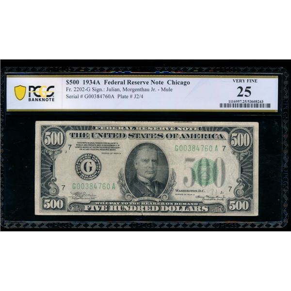 1934A $500 Chicago FRN PCGS 25