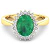 Image 1 : 14KT Yellow Gold 1ct Zambian Emerald and Diamond Ring