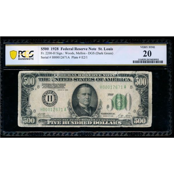 1928 $500 St Louis FRN PCGS 20