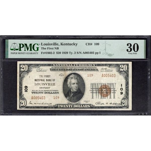 1929 $20 Louisville KY National PMG 30