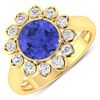 Image 1 : 14KT Yellow Gold 2.02ctw Tanzanite and Diamond Ring