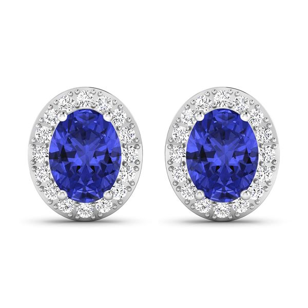 14KT White Gold 2.18ctw Tanzanite and Diamond Earrings
