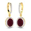 Image 2 : 14KT Yellow Gold 3ctw Ruby and Diamond Earrings