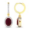 Image 4 : 14KT Yellow Gold 3ctw Ruby and Diamond Earrings